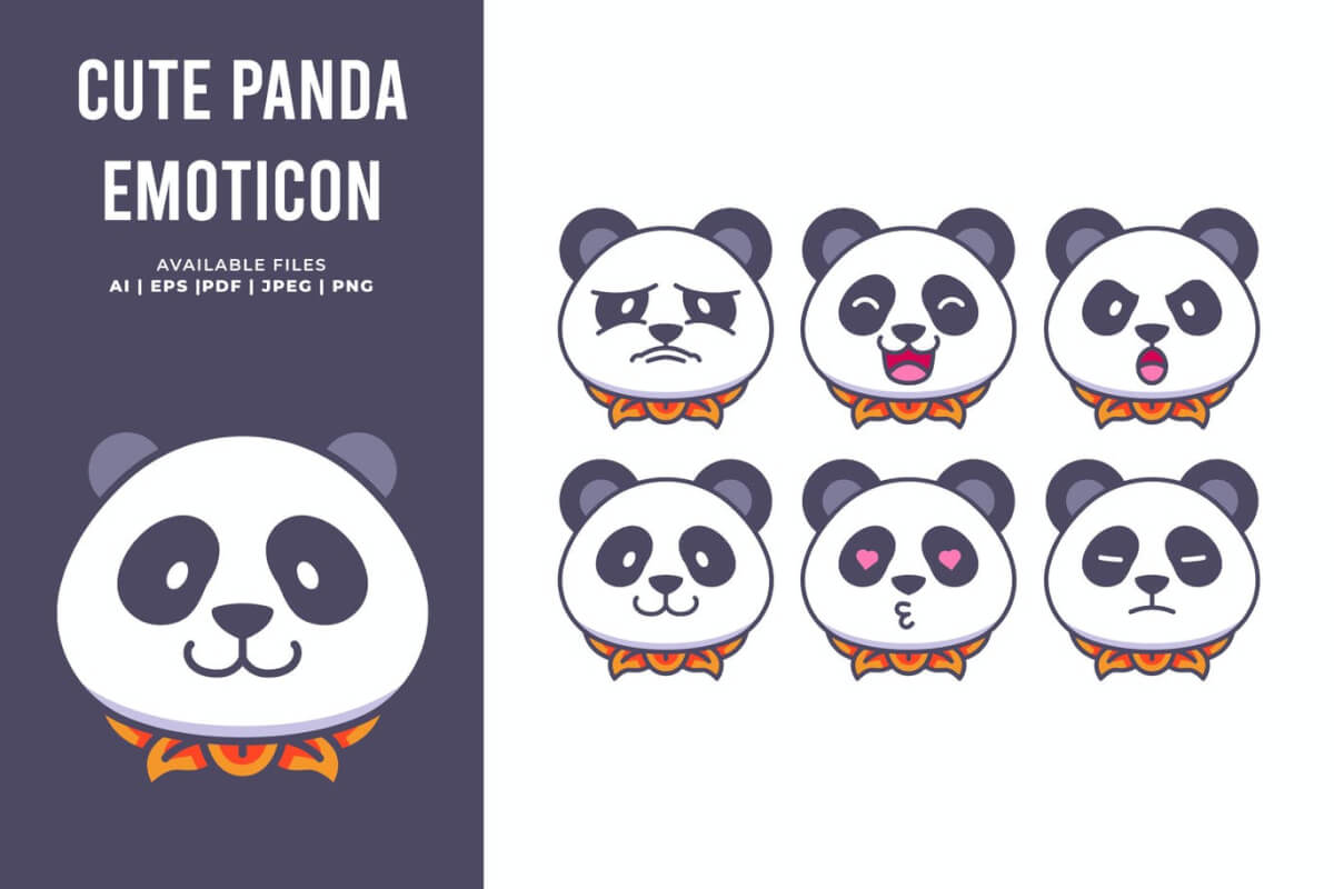 可爱的熊猫图释插画插图