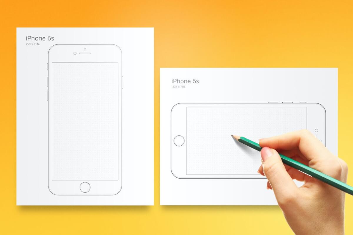 可打印的 iPhone 6 原型线稿