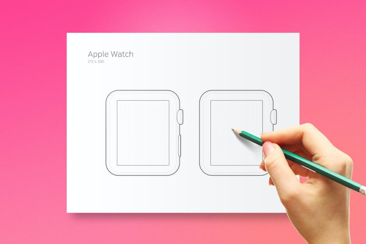 手表线稿-可打印的 Apple Watch 原型表