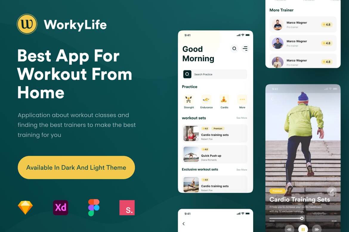 家庭锻炼应用程序 UI 套件-Worky Life