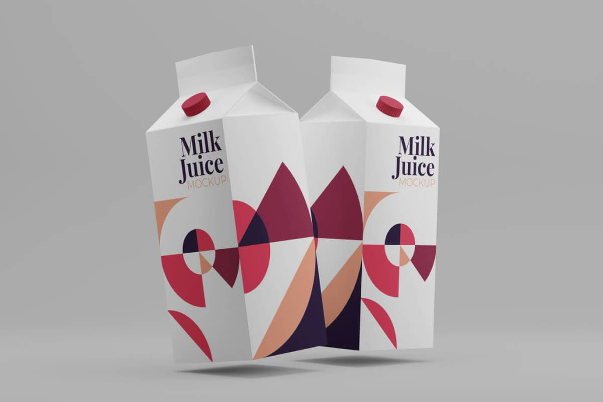 牛奶和果汁纸盒模型