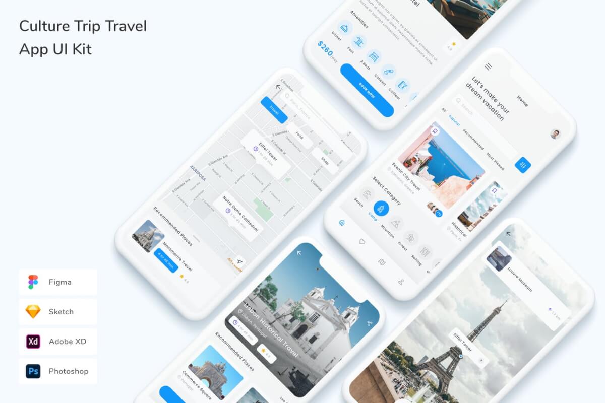 文化之旅旅游App UI Kit