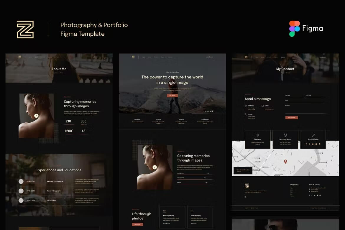 摄影和作品集 Figma 模板