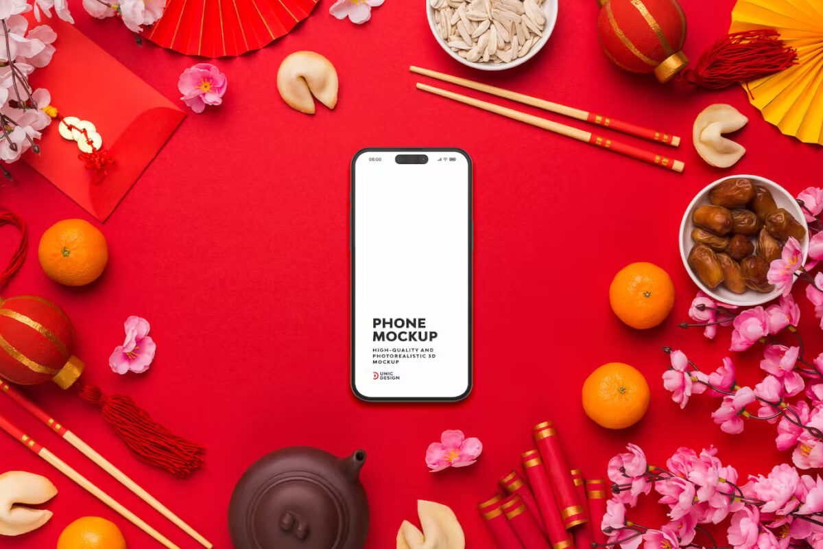 中国新年概念手机样机